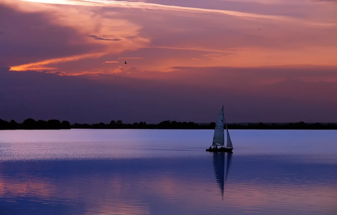 Photo wallpaper water, landscape, the evening