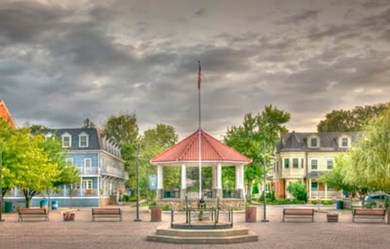 Photo wallpaper art, painting, gazebo, Cold Spring, Cold Spring Gazebo