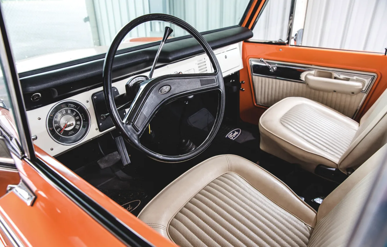 Photo wallpaper orange, Ford, interior, Bronco, Half Cab