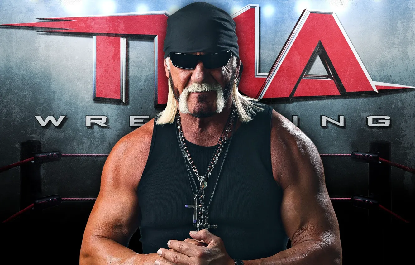 Photo wallpaper pose, glasses, Hulk Hogan, the ring, actor, muscle, wrestler, biceps