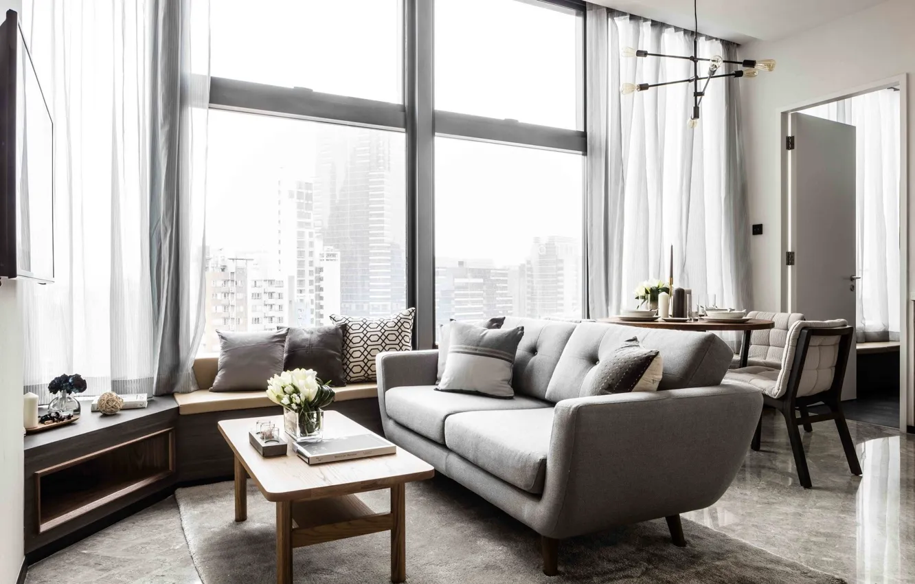 Photo wallpaper interior, living room, Hong Kong, Lyndhurst