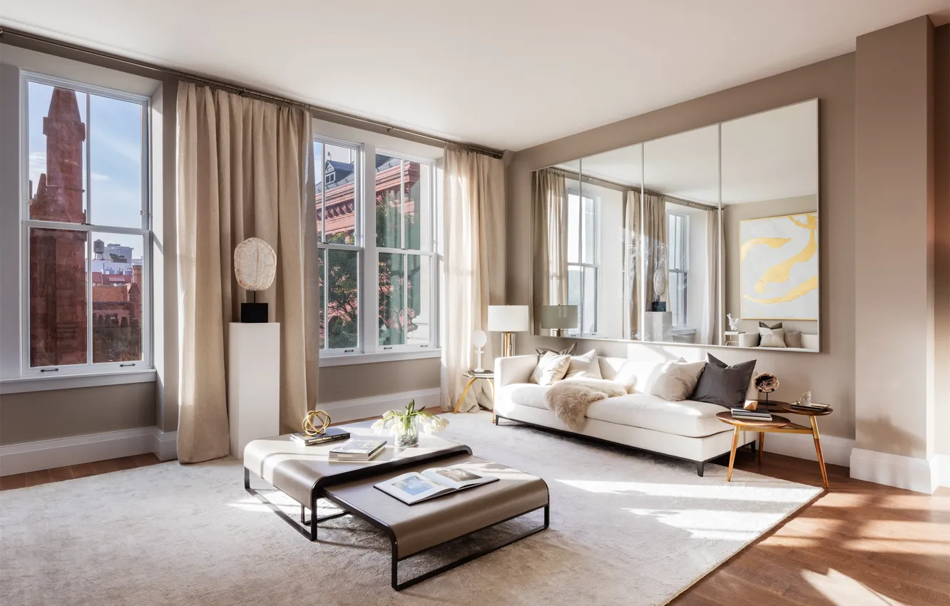 Photo wallpaper interior, NYC, living room, Flatiron Penthouse