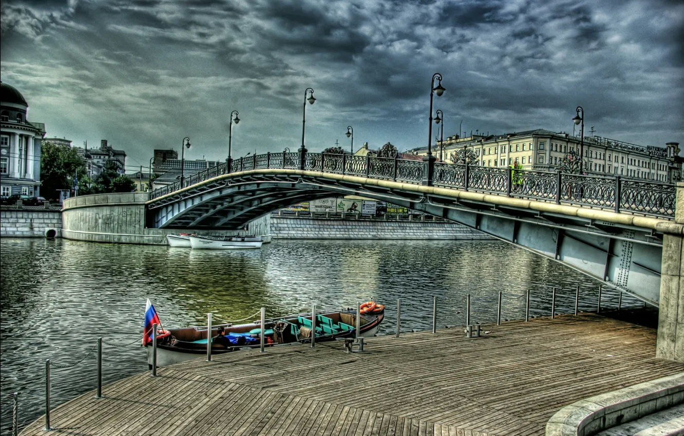 Photo wallpaper river, Moscow, Russia, Russia, river, bridge, Moskow, Luzhkov bridge