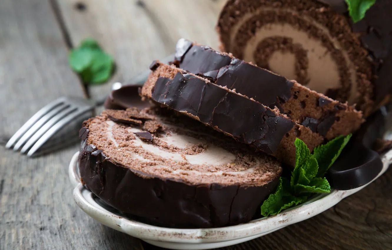 Photo wallpaper chocolate, cream, sweet, biscuit, filling, roll