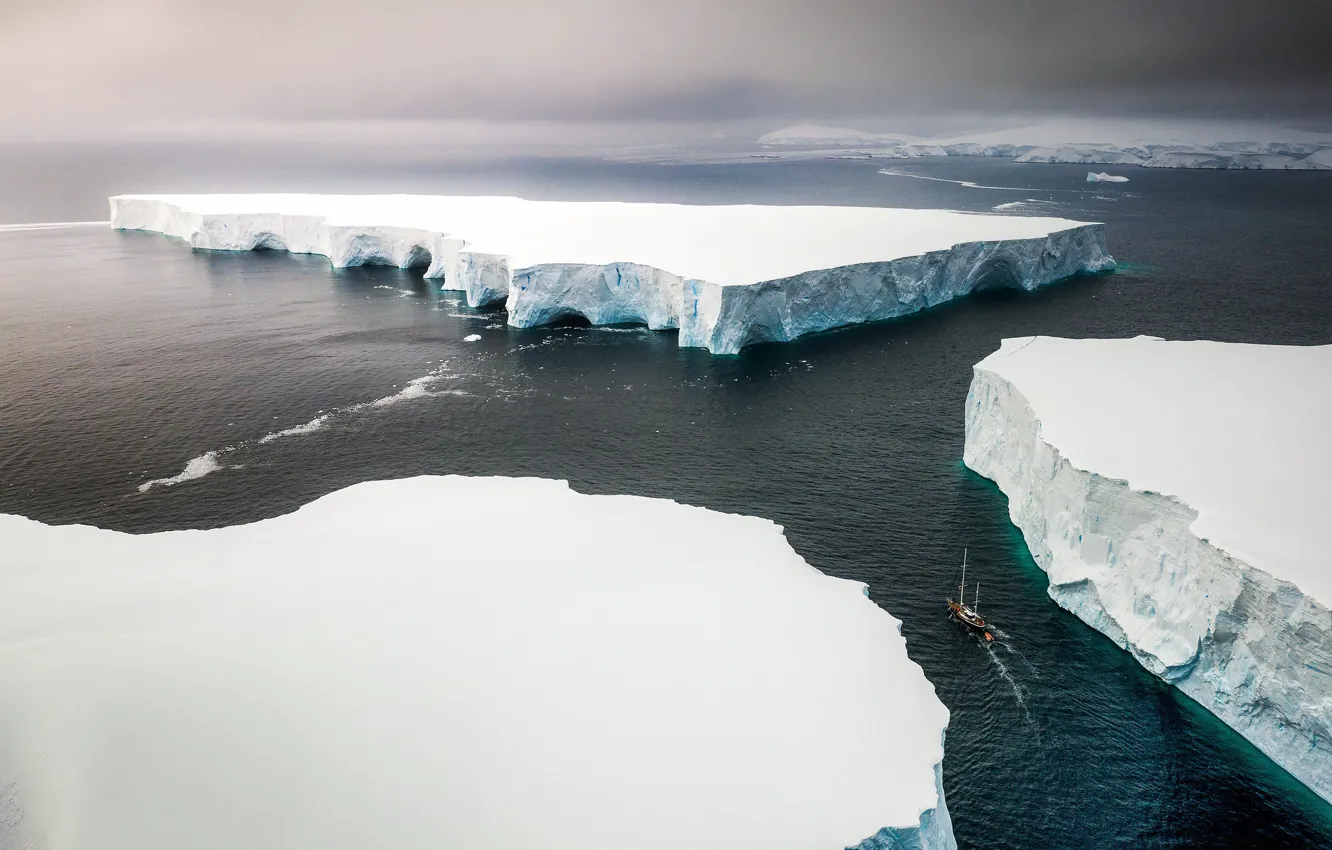 Photo wallpaper sea, nature, ice, Antarctica