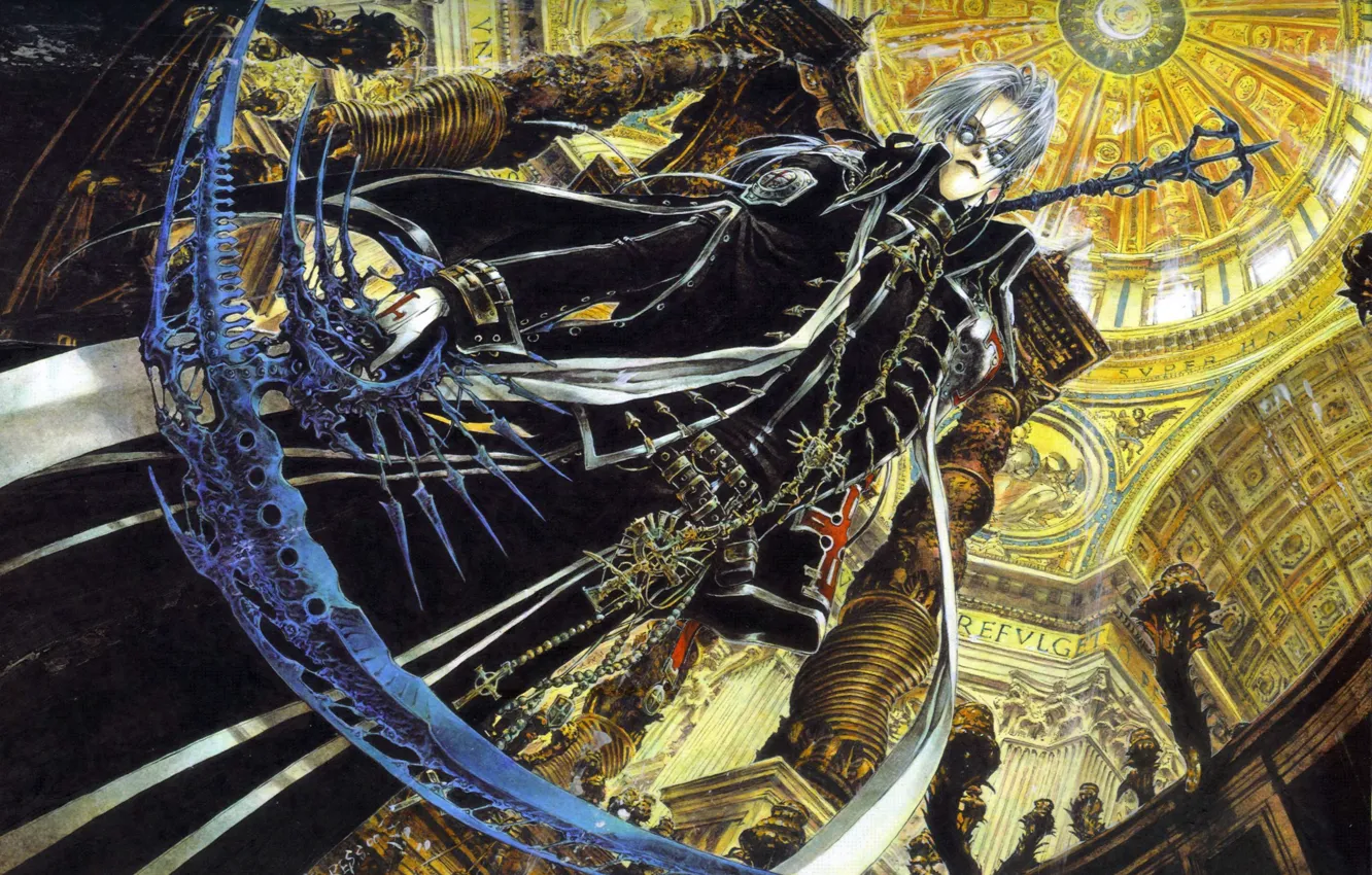 Photo wallpaper Cathedral, columns, trinity blood, the dome, from the bottom up, death scythe, Abel Nightroad, Trinity …