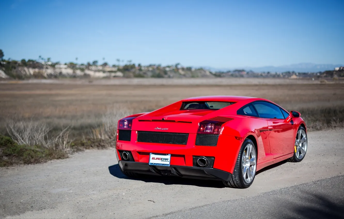 Photo wallpaper road, red, Lamborghini, red, Gallardo, rear view, Lamborghini, Gallardo