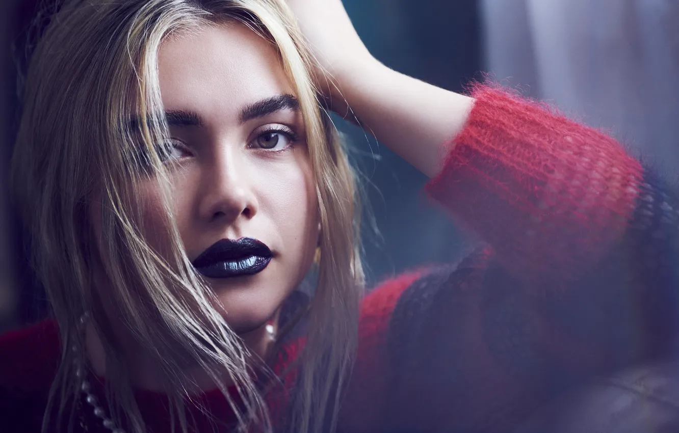 Photo wallpaper pose, makeup, actress, hair, Florence Pugh, Florence Pugh