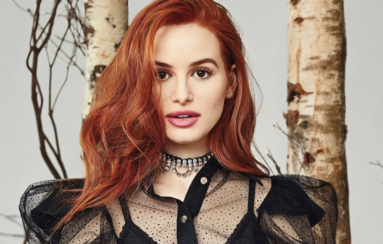 Photo wallpaper look, girl, face, actress, red, Madelaine Petsch