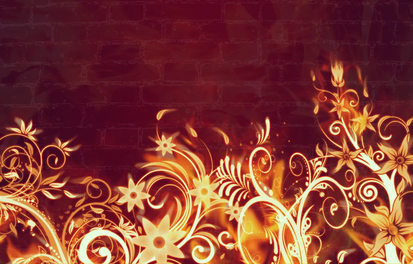 Photo wallpaper flowers, lights, flame, abstract, burns