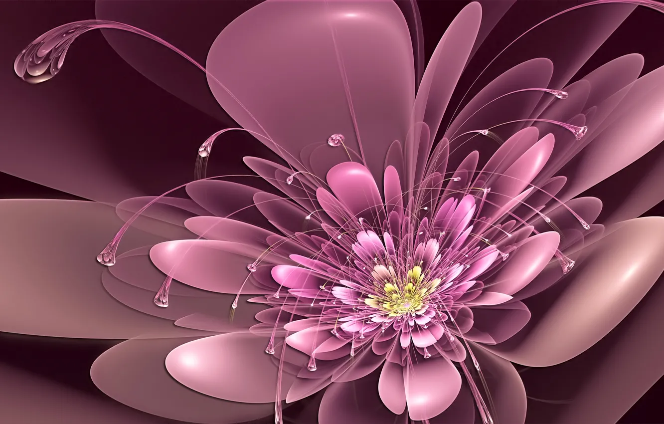 Photo wallpaper flower, pink, neon, petals, art, antennae