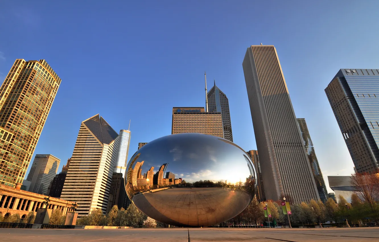 Photo wallpaper Chicago, Chicago, monument, millennium park, Spaceship Earth, Millennium Park