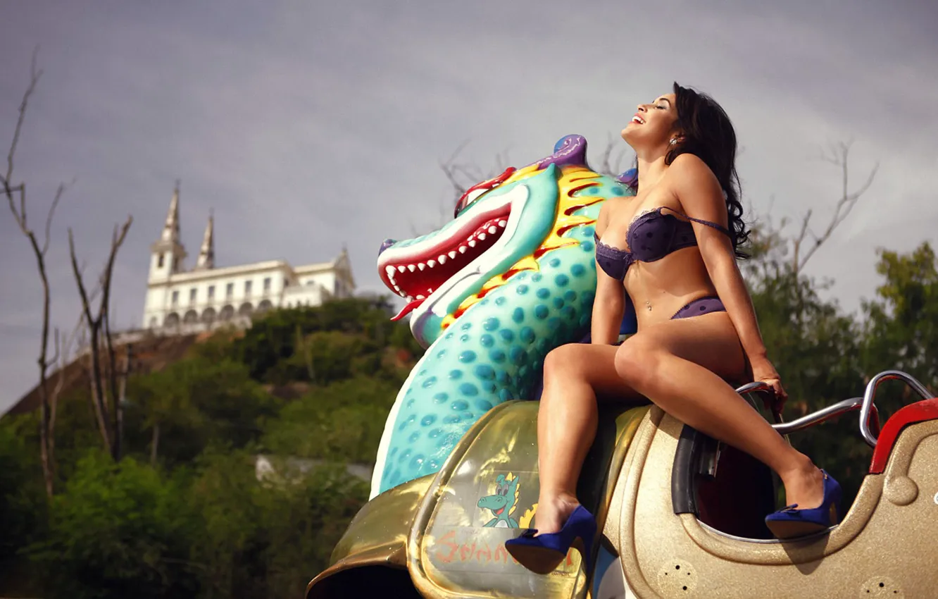 Photo wallpaper brunette, playground, Brazilian, shangai Dragon, dayane alencar