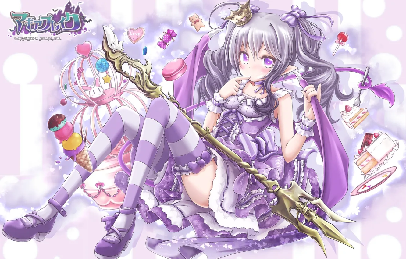 Photo wallpaper girl, Trident, sweets