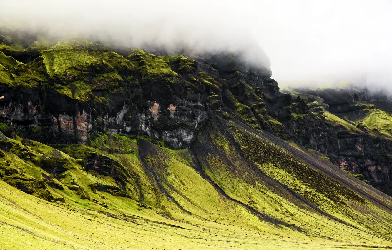 Photo wallpaper clouds, mountains, nature, South of Iceland