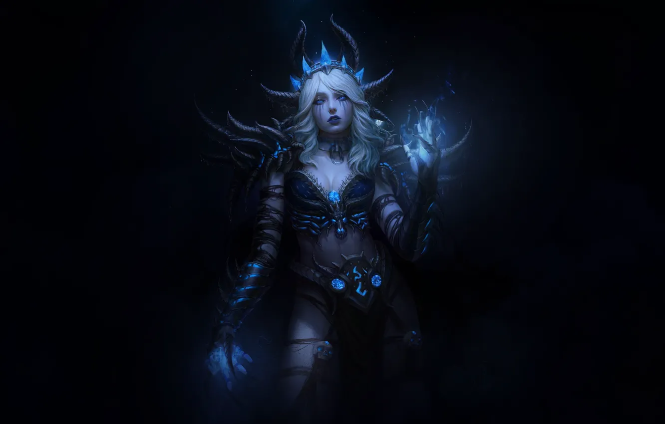 Photo wallpaper girl, style, magic, art, costume, warcraft, Queen, wow