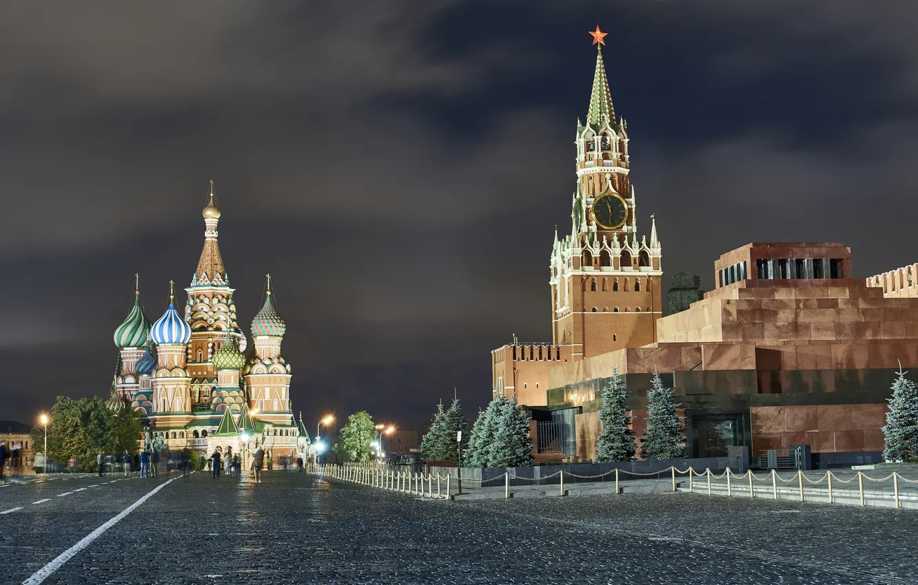 Photo wallpaper Night, The city, Moscow, Landscape, Red Square, Moscow At Night