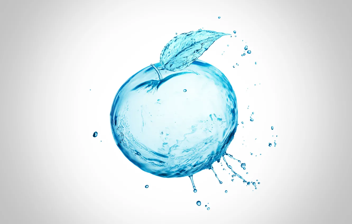 Photo wallpaper drops, squirt, abstraction, apples