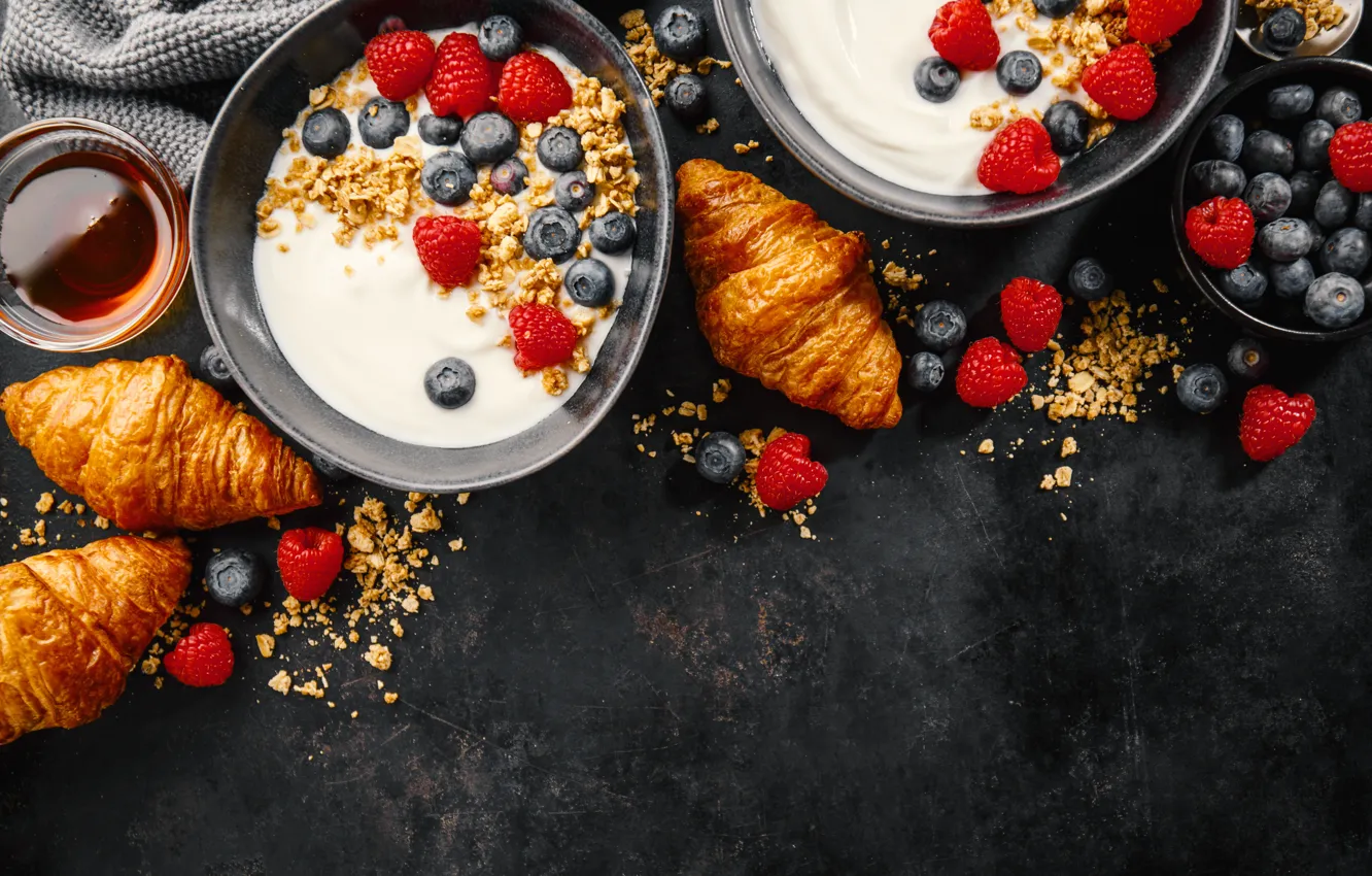 Photo wallpaper berries, Breakfast, morning, muesli, yogurt, Natasha Breen