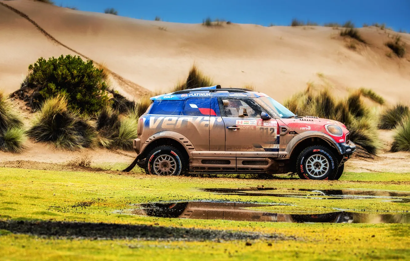 Photo wallpaper Sand, Mini, Sport, Machine, Speed, Race, Rally, Dakar