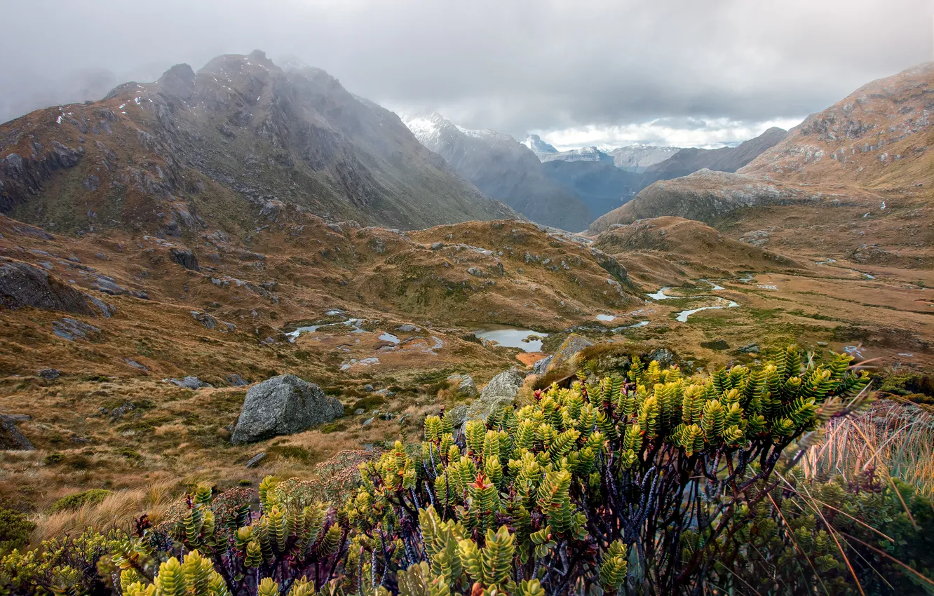Photo wallpaper clouds, landscape, mountains