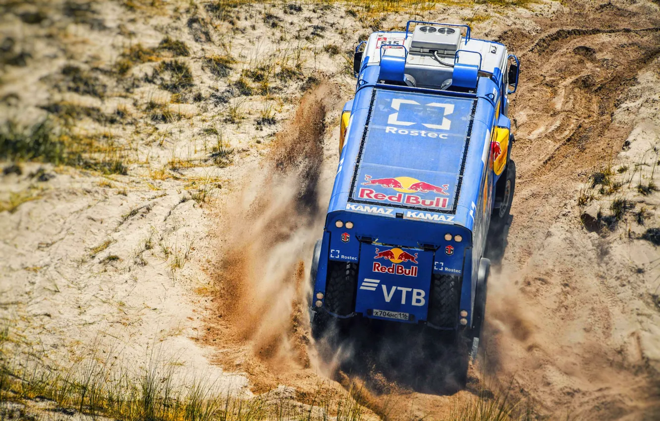 Photo wallpaper Sand, Sport, Truck, Race, Master, Russia, Kamaz, Rally