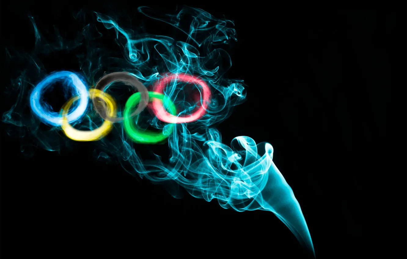 Photo wallpaper paint, smoke, ring, Olympics