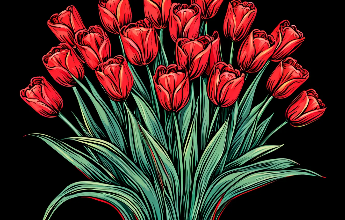 Photo wallpaper flowers, tulips
