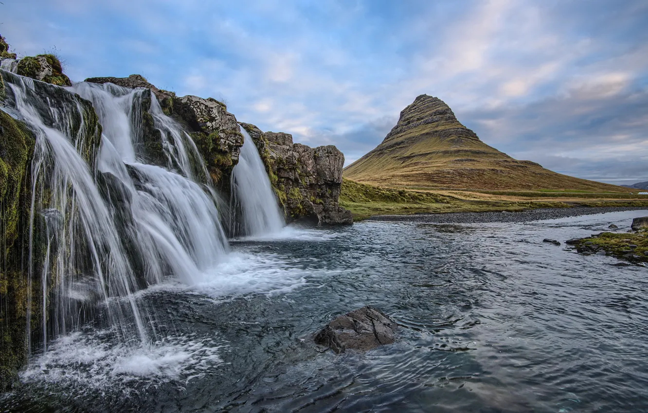 Photo wallpaper mountains, waterfall, Iceland
