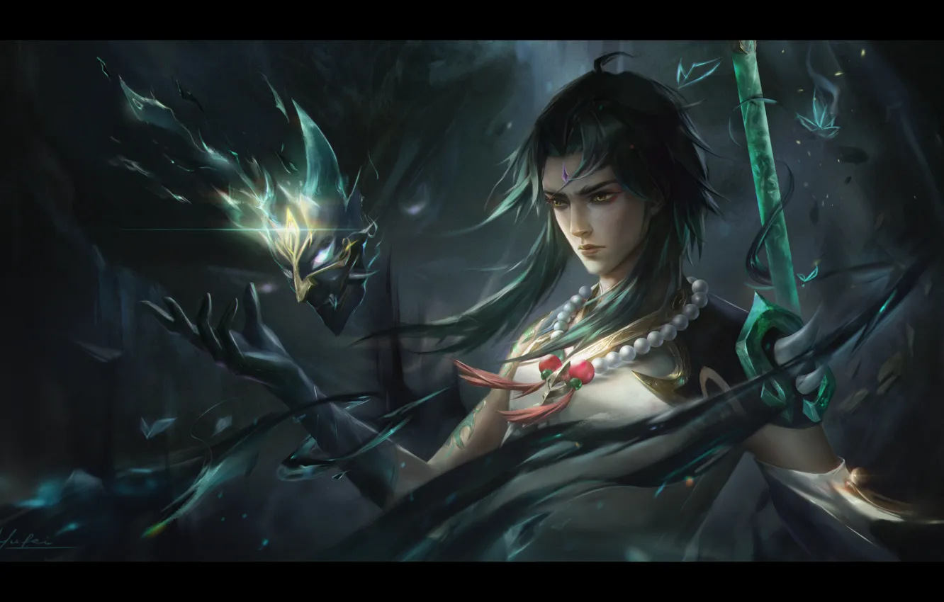 Photo wallpaper mask, guy, Xiao, fantasy, Genshin Impact