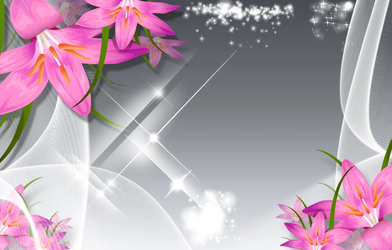Photo wallpaper flowers, collage, Lily, vector, petals