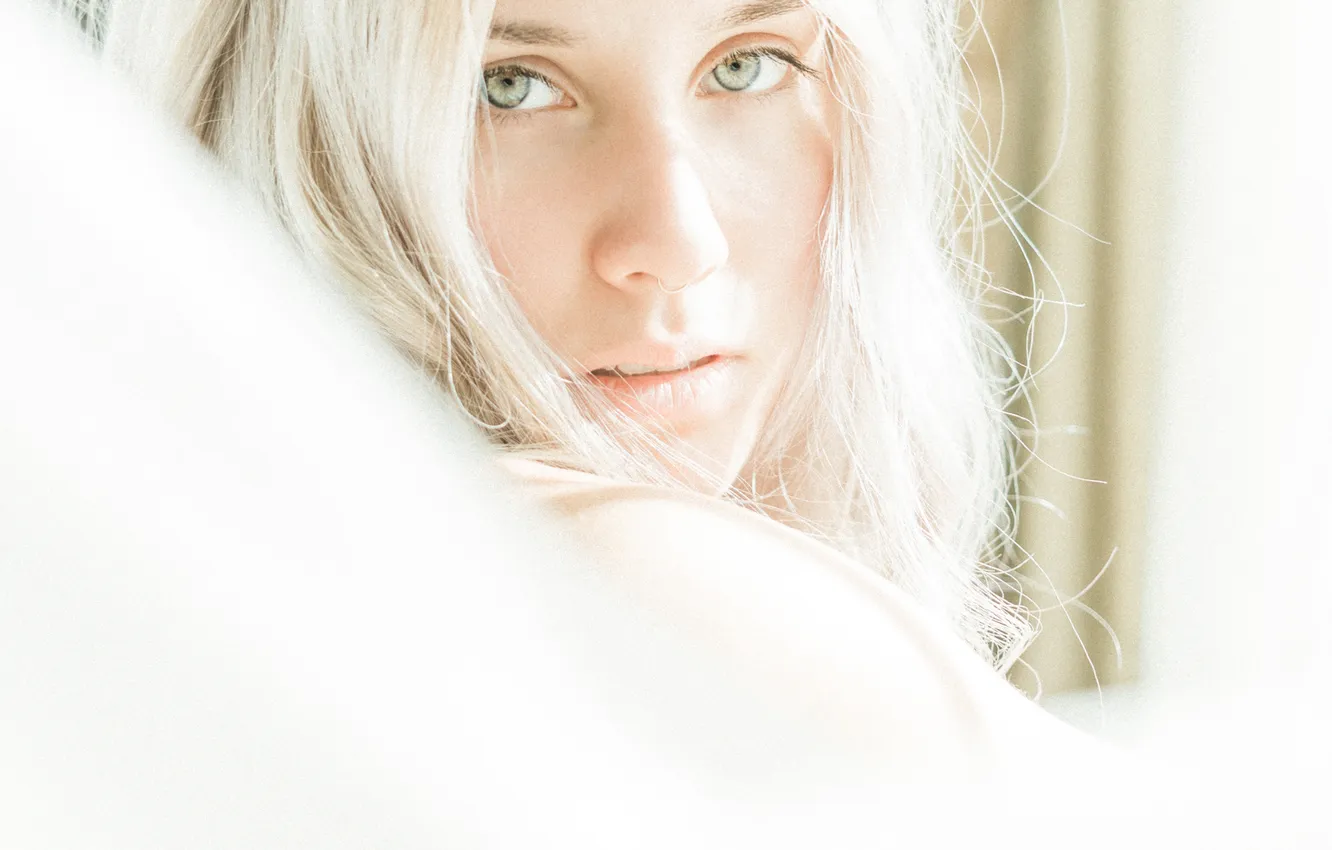 Photo wallpaper girl, portrait, piercing, blonde