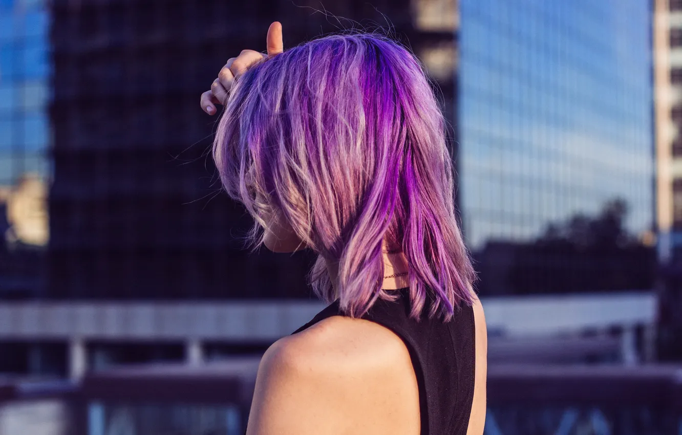 Photo wallpaper girl, Mike, purple hair