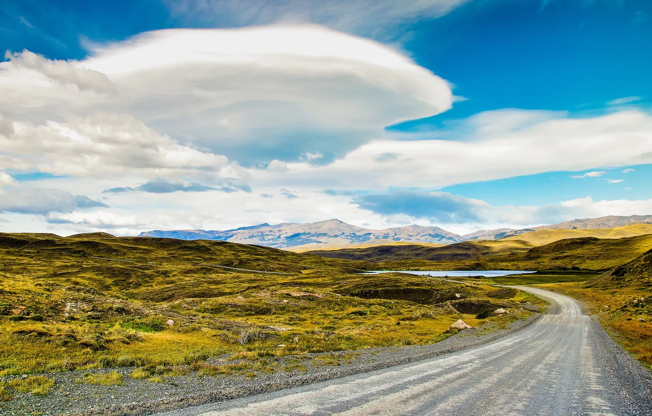 Photo wallpaper road, field, landscape