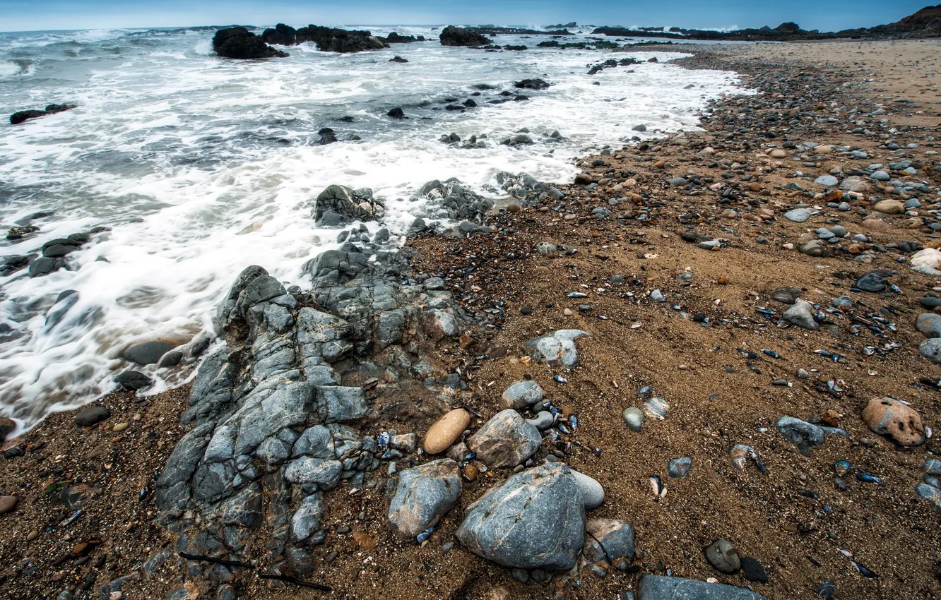 Photo wallpaper sea, landscape, nature, stones