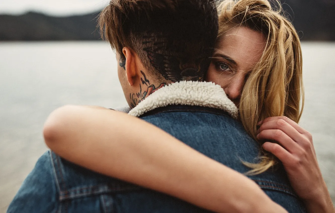 Photo wallpaper look, girl, the wind, hair, male