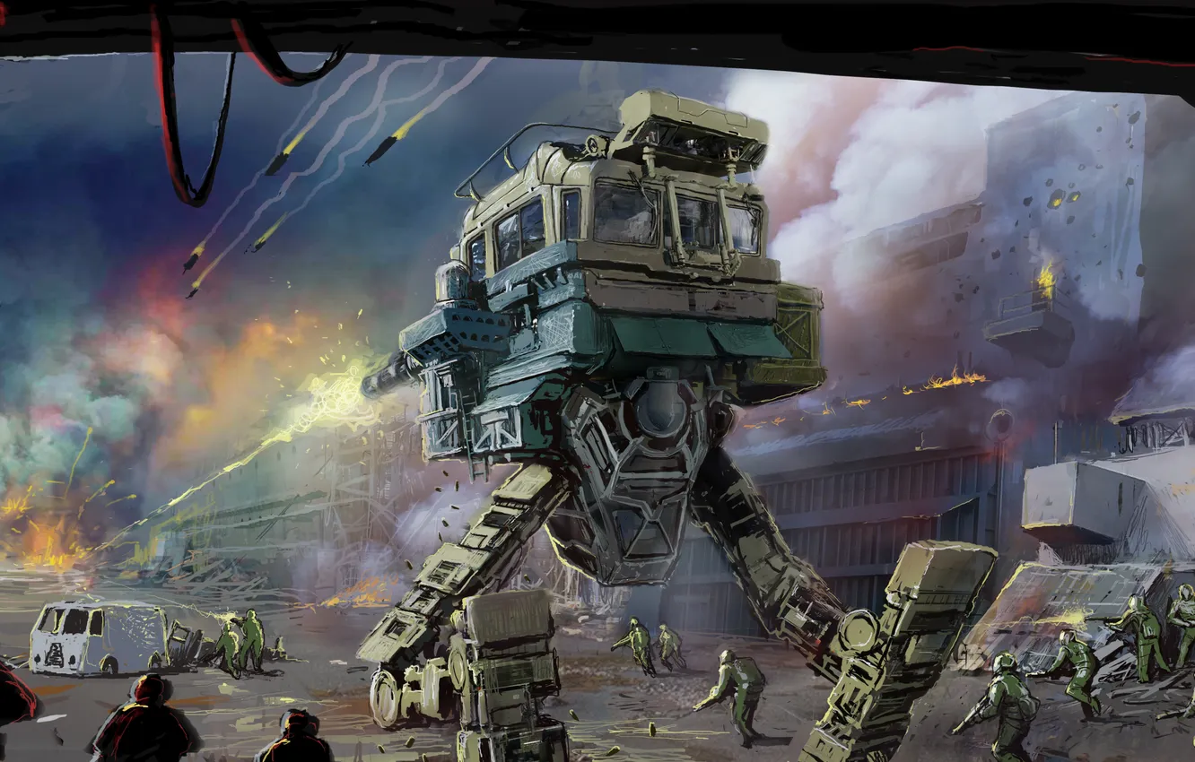 Photo wallpaper war, robot, art, alien, soldiers, war, VARA