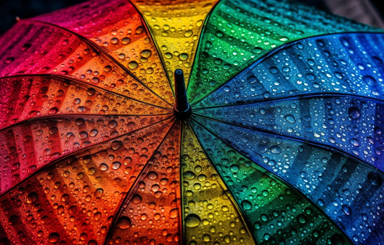 Photo wallpaper drops, background, rain, texture, umbrella, colorful, rainbow, rain