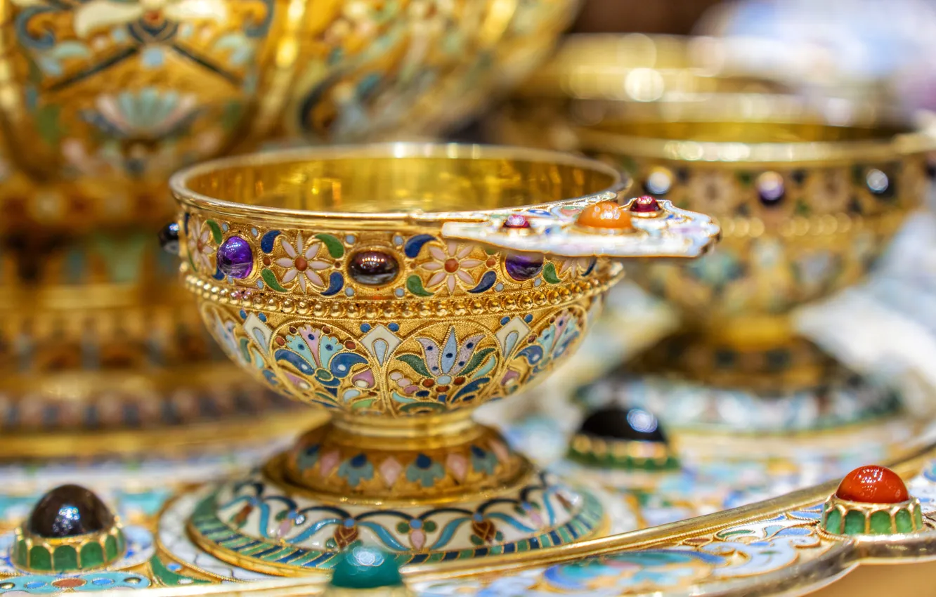 Photo wallpaper gold, bowl, Museum, Faberge