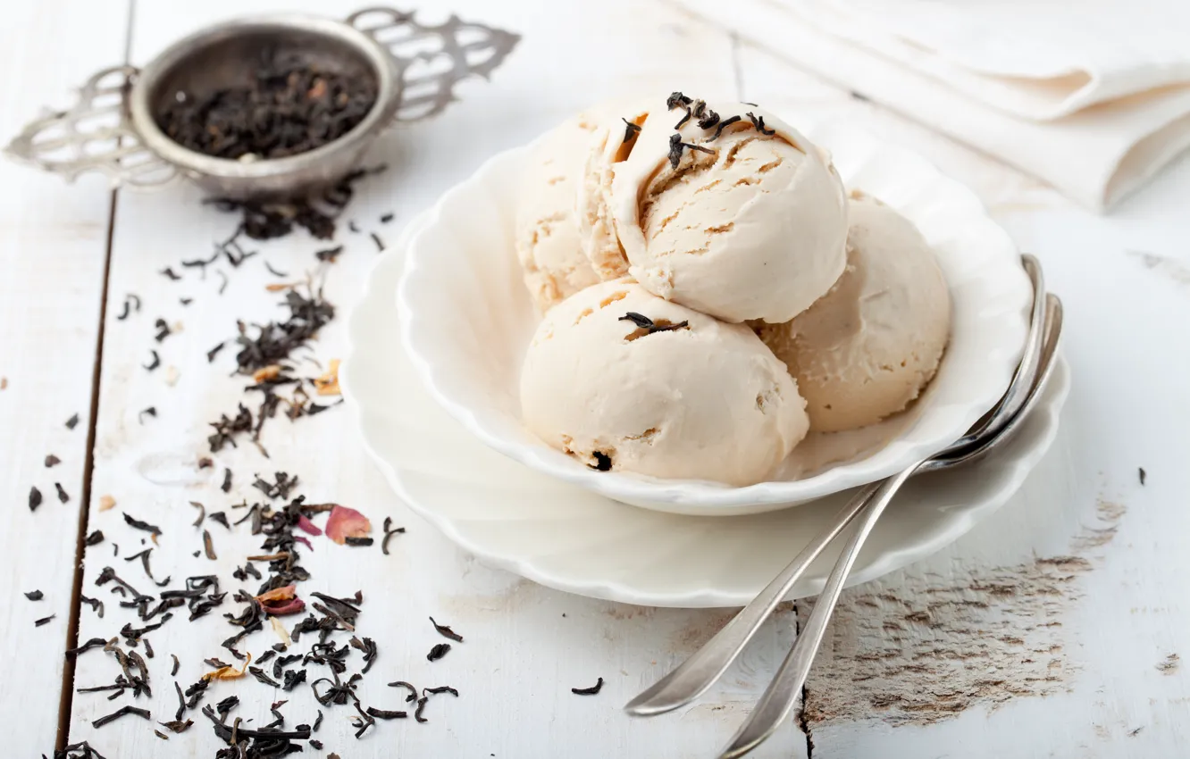 Photo wallpaper grey, dessert, tea, ice cream