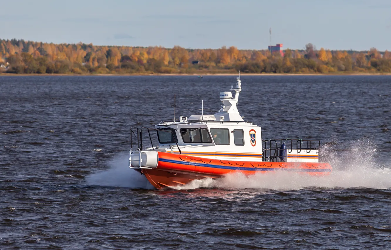 Photo wallpaper autumn, boat, boat, RIB, Lider 10, The leader of the 10