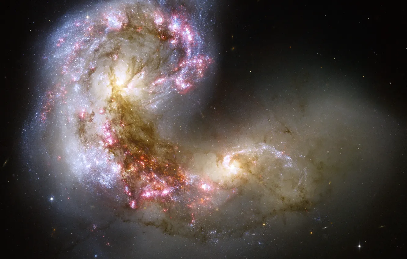 Photo wallpaper stars, Raven, clash, constellation, galaxy, NGC 4038, NGC 4039, Antennas