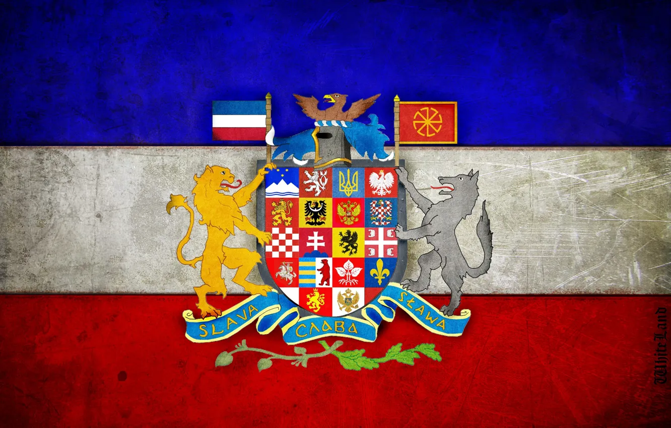 Photo wallpaper flag, coat of arms, pan-Slavic