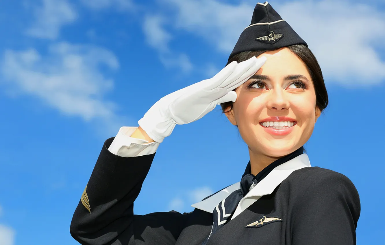 Photo wallpaper smile, form, Aeroflot, stewardess