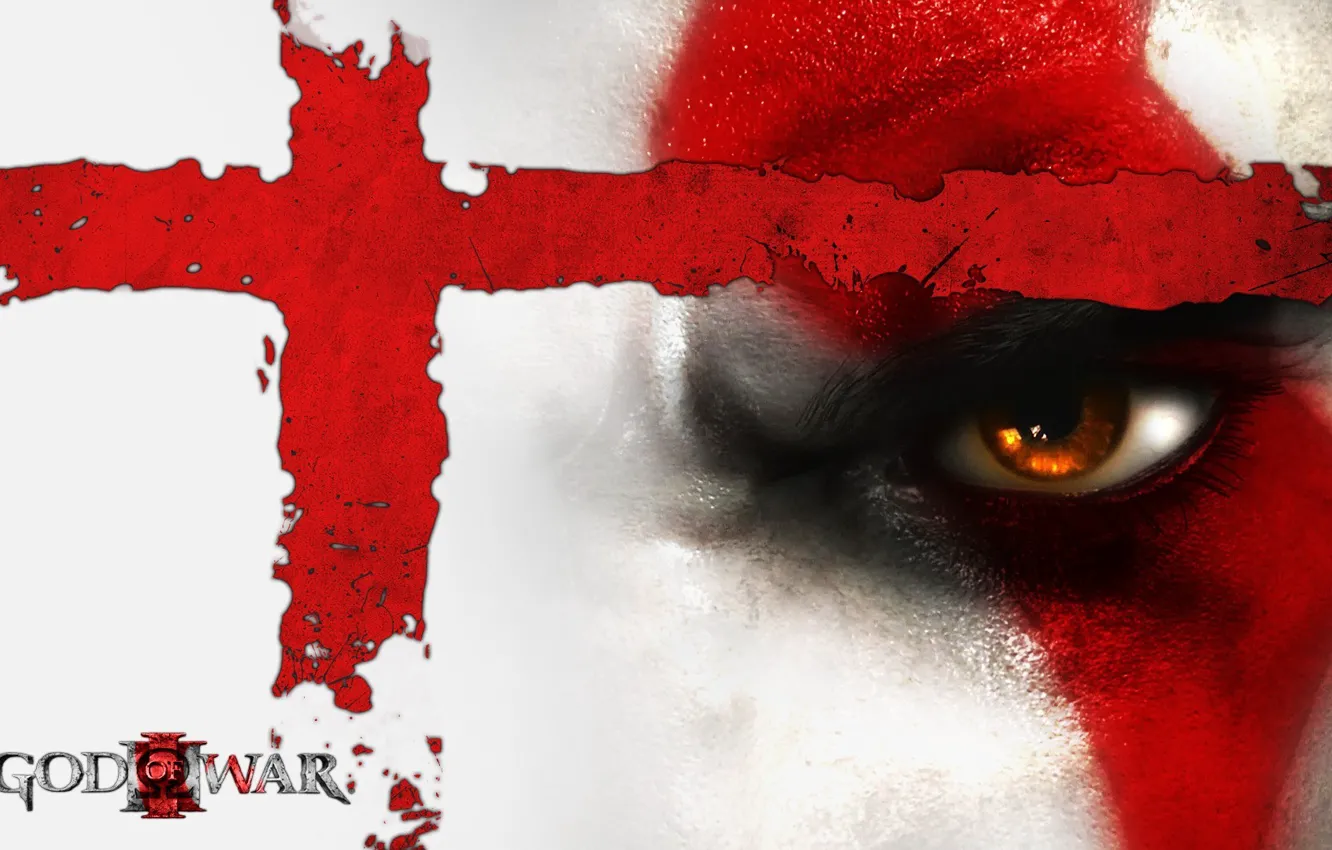 Photo wallpaper red, demigod, god of war 3, Kratos, God of War, man, Spartan, face
