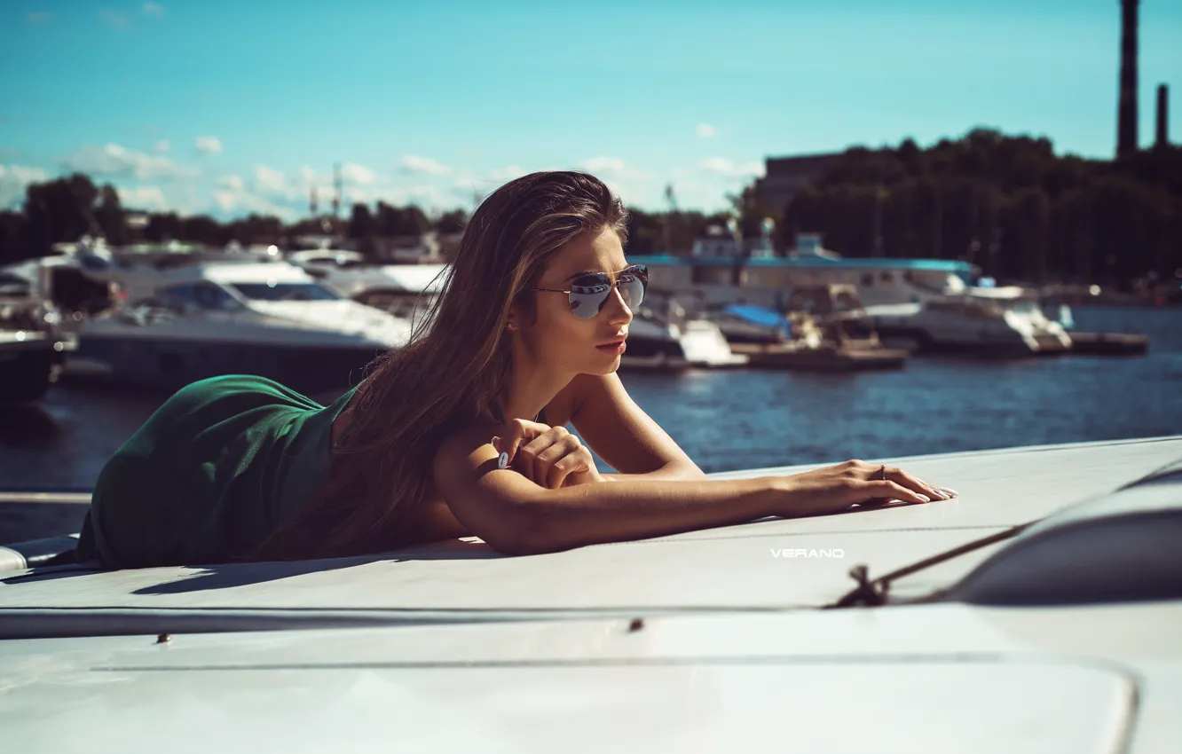 Photo wallpaper Girl, yacht, glasses, Daria Shy, Nikolas Verano