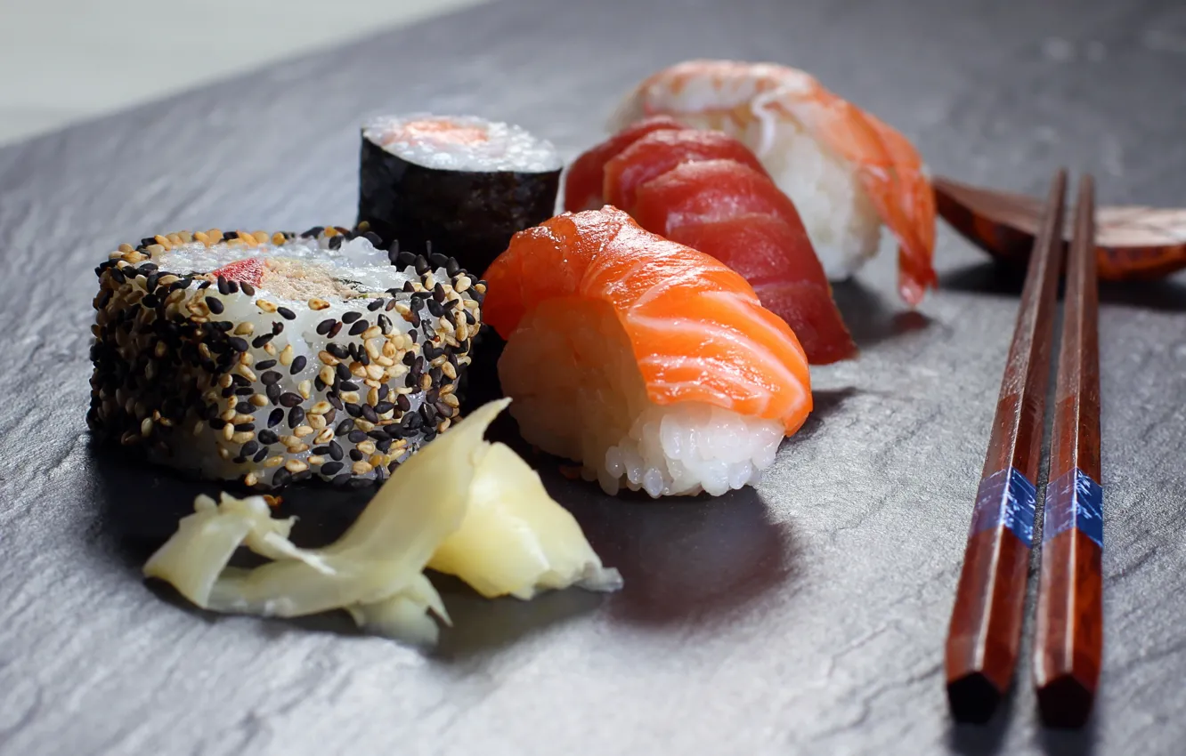 Photo wallpaper food, sticks, sushi