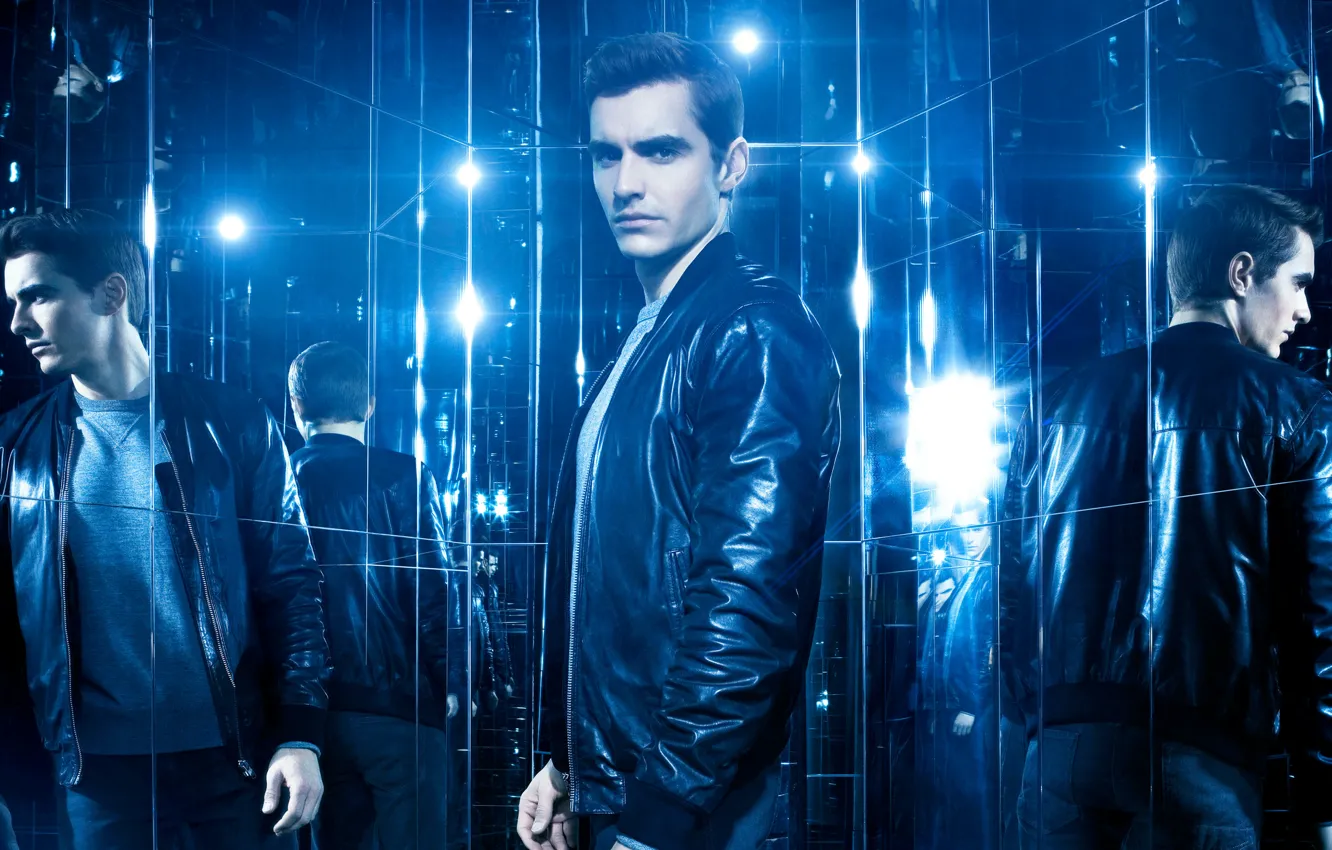 Photo wallpaper reflection, blue, jacket, mirror, poster, Dave Franco, Dave Franco, Now You See Me 2