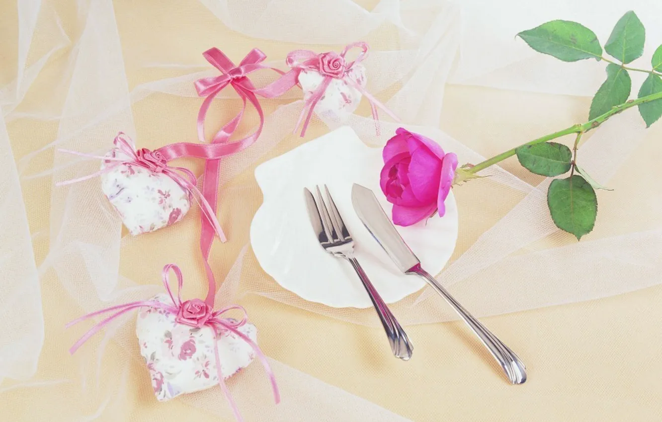 Photo wallpaper flowers, background, mesh, holiday, Wallpaper, heart, roses, plate