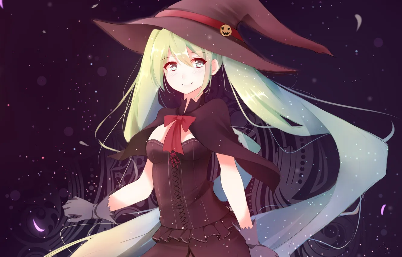 Photo wallpaper look, girl, night, smile, holiday, hat, vocaloid, hatsune miku